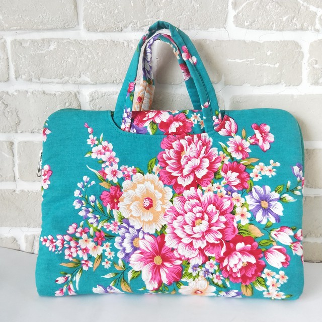 花布ノートパソコンケース 緑 So Much Taiwan