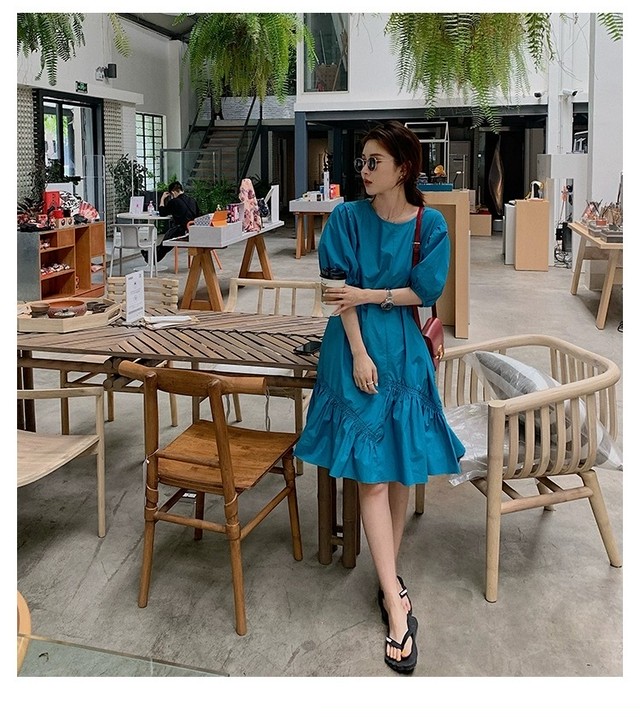 バブルスリーブシフォンドレスワンピース Viviann