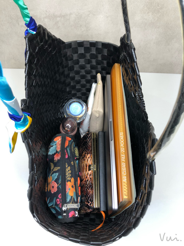 ベトナムプラかごバッグ 大容量 Llサイズ ブラック ツイリー インポート ハンドメイド マザーズバック Vui