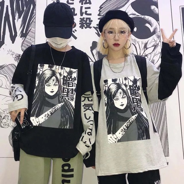 アニメロングシャツ 送料無料 ユニセックス ペアルック カップル 双子 アニメロングシャツ 送料無料 ユニセックス ペアルック カップル 双子