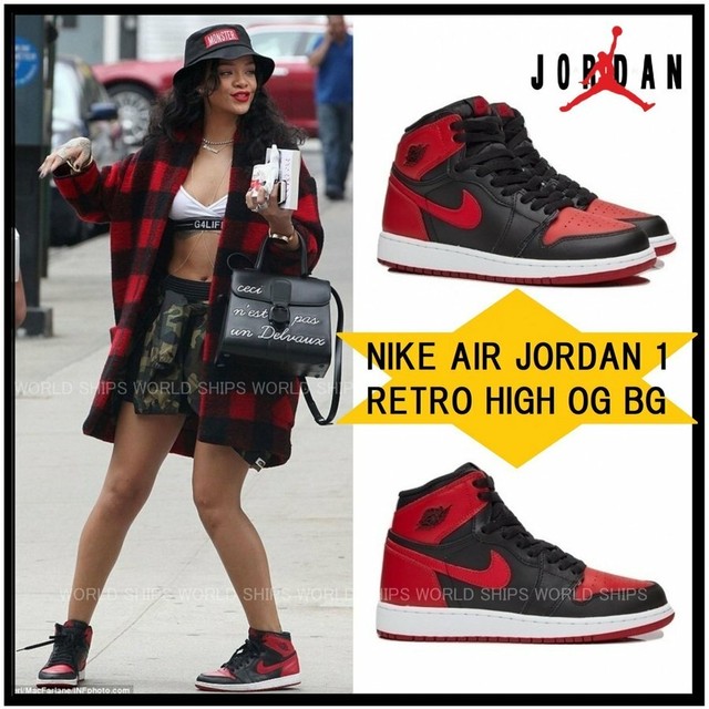 リアーナ愛用 エア ジョーダン ナイキ スニーカー Nike Air Jordan 1 Retro High Og Bg 海外限定 正規品 Nike 360 World Ships