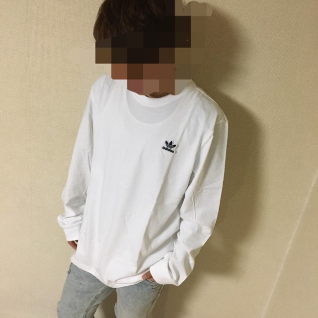 アディダス ワッペンロゴ 胸ロゴ 長袖 Tシャツ ワンポイント 白 ホワイト Xo X41 Etc