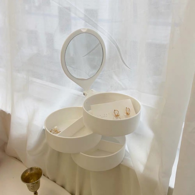 ミラー付き収納ケース アクセサリーケース アクセサリートレイ ホワイト 白 ピンク 韓国インテリア 韓国雑貨 Nuance You 韓国インテリア 韓国ファッション 北欧インテリア 海外インポート品 通販shop