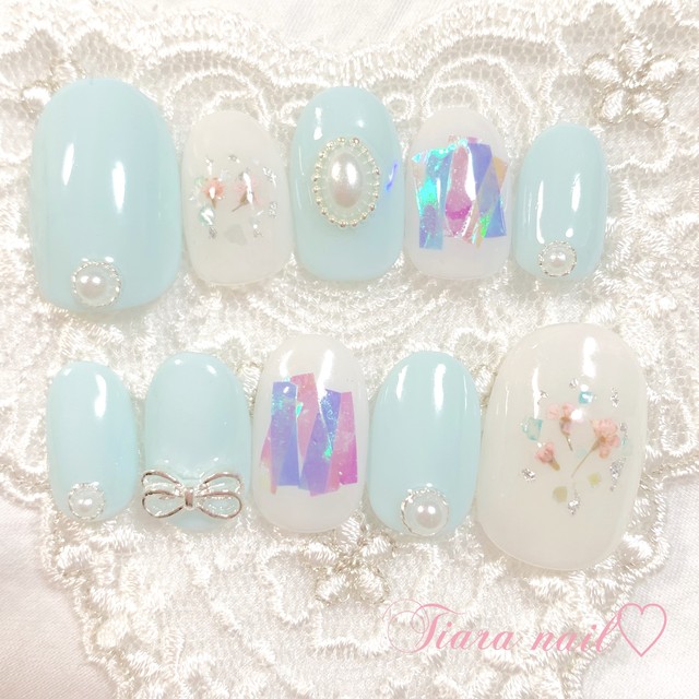 現品販売 ネイルチップ ブライダルネイル ウェディングネイル 成人式ネイル 卒業式ネイル Tiara Nail ネイルチップ専門店