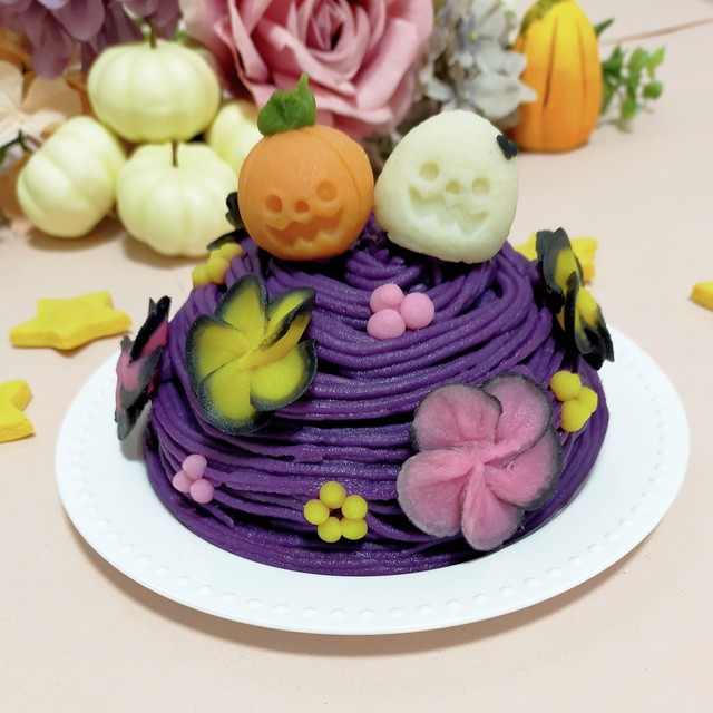 ハロウィン 紫芋のモンブラン 12cm ささみ入 犬用ケーキ 犬ケーキ 猫ケーキ ワンコケーキ Nanairo わんこのフラワーケーキ