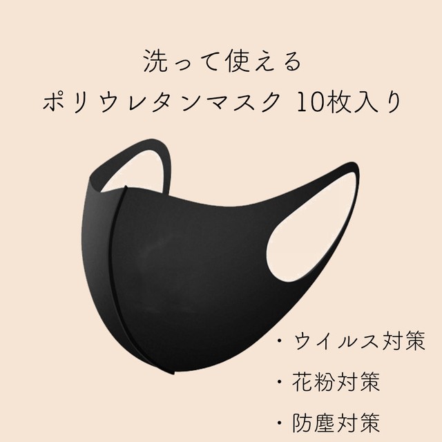 【数量限定】洗える立体黒マスク 10枚（税抜2,800円） BLG007