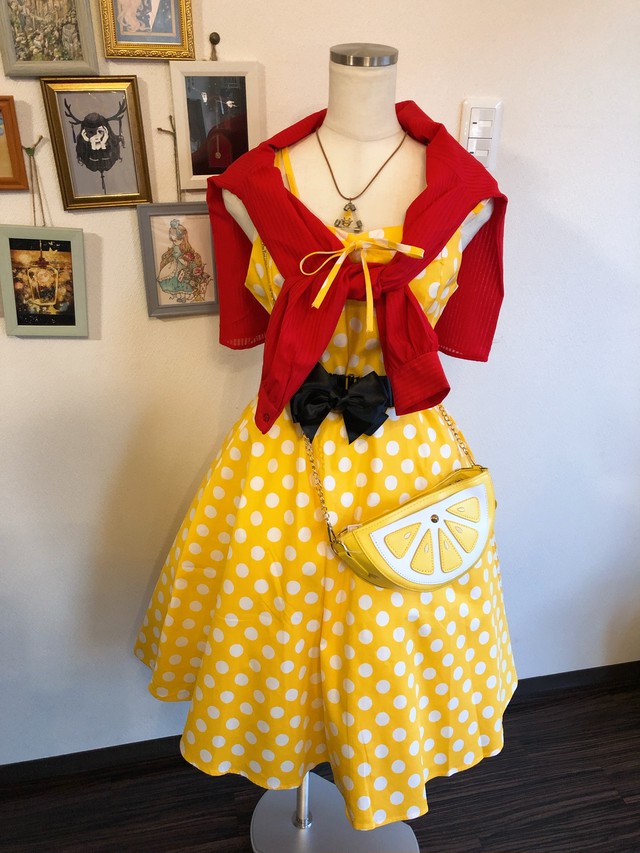 水玉サマーワンピース レトロポップ ガーリー系 セレブ セレカジ系 ロリィタ 異世界ファッション Witch The Embellish