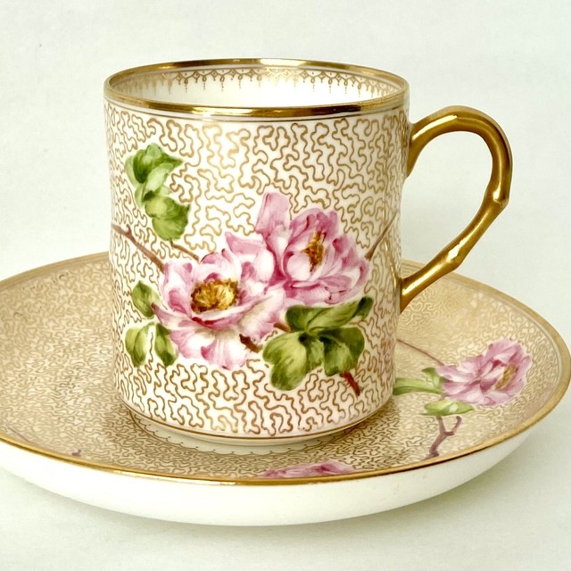 ロールストランド 虫這金彩 花絵 カップ ソーサー Ryo Antiquecups