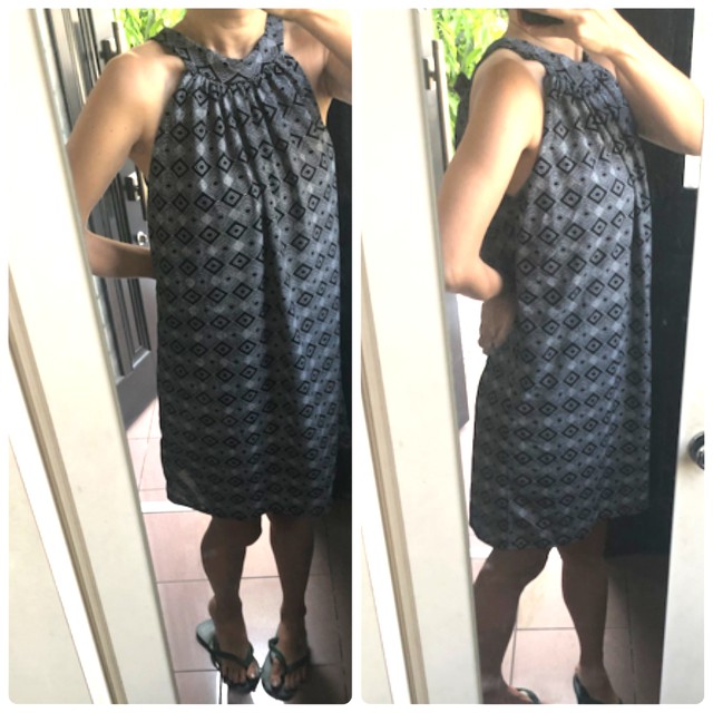 総柄ワンピース 幾何学模様ホルターネック型 ブラック Far Out