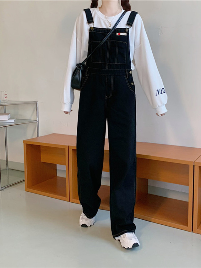 スポーティーコーデ サロペット オーバーオール カジュアル ブラック レイヤード 着回し メンズライク 可愛い おしゃれ Ptnym3773 Shop Suba