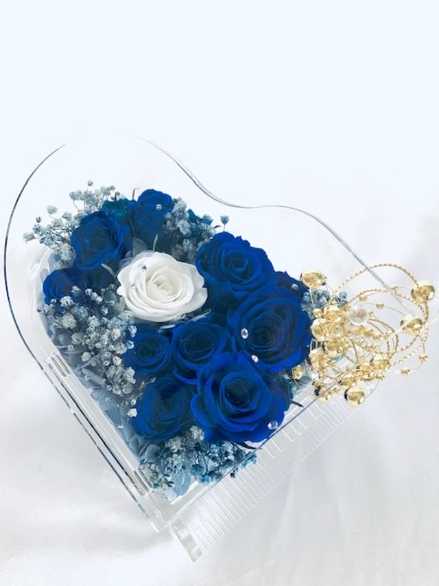 プリザーブドフラワー グランドピアノシリーズ 青い薔薇の神秘的な祝福 リボンラッピング付き送料無料 世都華
