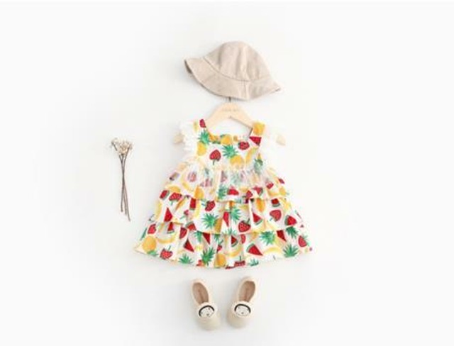 ベビー 赤ちゃん 女の子 無袖 レース 子供服 可愛い 初夏物 ドレス スカート おしゃれ 夏 2427 Supermama