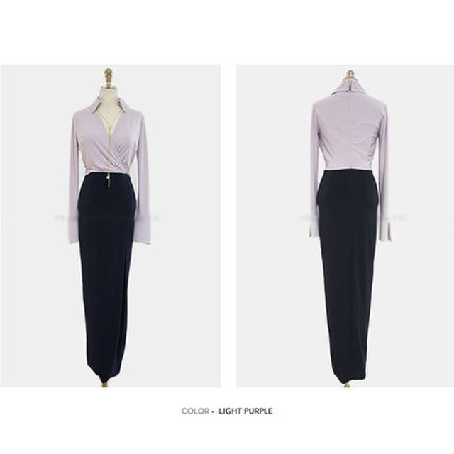 スリット入り Vネックシャツドレス ミディアムワンピース デート Ol 韓国 デイリー Vネック 秋ワンピ タイトワンピース パーティー タイトドレス パーティードレス 冬ワンピ 春ワンピ セクシードレス シャツ シャツワンピース シャツドレス スリット入りドレス