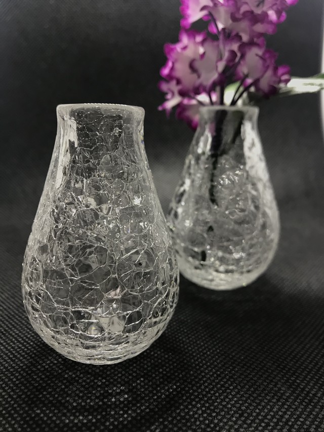 ハンドメイドガラス クラック一輪挿し しずく 川田硝子