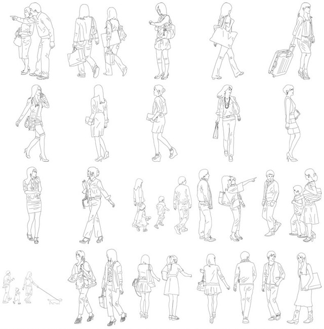 人物線画sketchup素材 4up Line01 2 Sketchupチューリップ 人物 樹木素材