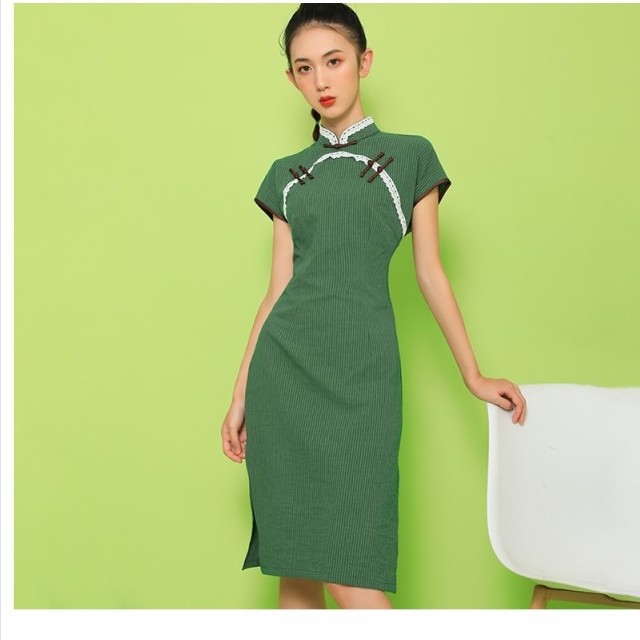 チャイナドレス風 ワンピース チャイナドレス ワンピース チャイナ風服 中華服 半袖 膝丈 大きいサイズ S M L 3l 普段着 パーティー 女子 Basecamp49