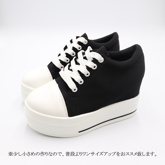 国内発送 インヒール スニーカー レディース シューズ 厚底 ローカット 靴 レースアップ 白 黒 人気 かわいい お洒落 通学 美脚 くつ Infini Arc En Ciel