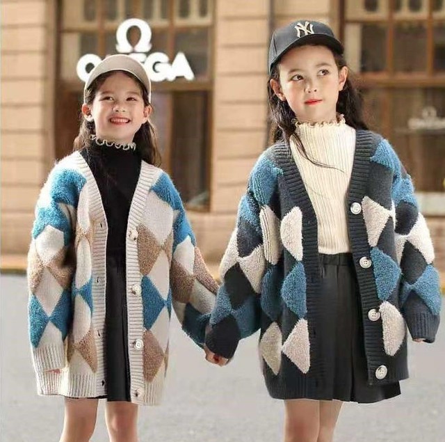 プチプラ キッズ ビッグプリントロングカーディガン 2color 4size おしゃれなプチプラキッズ服 ベビー服のお店 Mmm