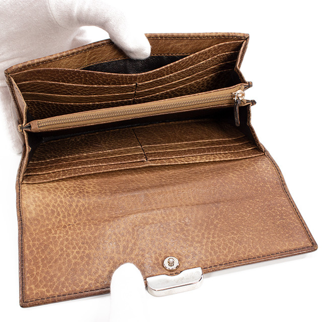 限界価格 送料無料 良品 Gucci グッチ 長財布 二つ折り財布 人気 高級 珍しい 女性 メンズ 男性 茶色 ブラウン C084 Lexead レクシード