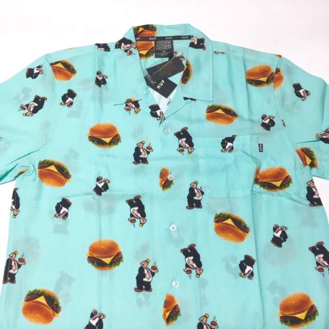 Huf X Popeye Wimpy Burger Button Up Shirt Mint ハフ X ポパイ コラボ ウィンピー バーガー ボタンアップ シャツ ミント Pretzels Skateboard And Culture