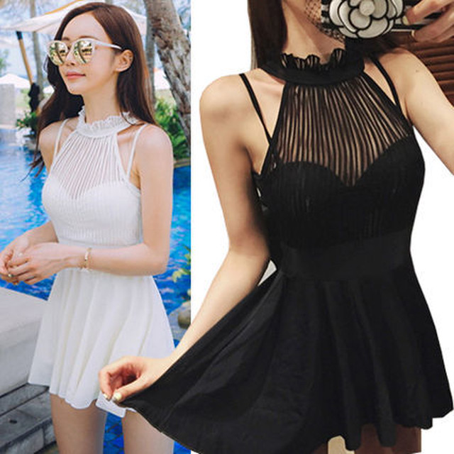 即納可能です ホルターメッシュ ワンピース水着 体型カバー 人気商品 Dress Company