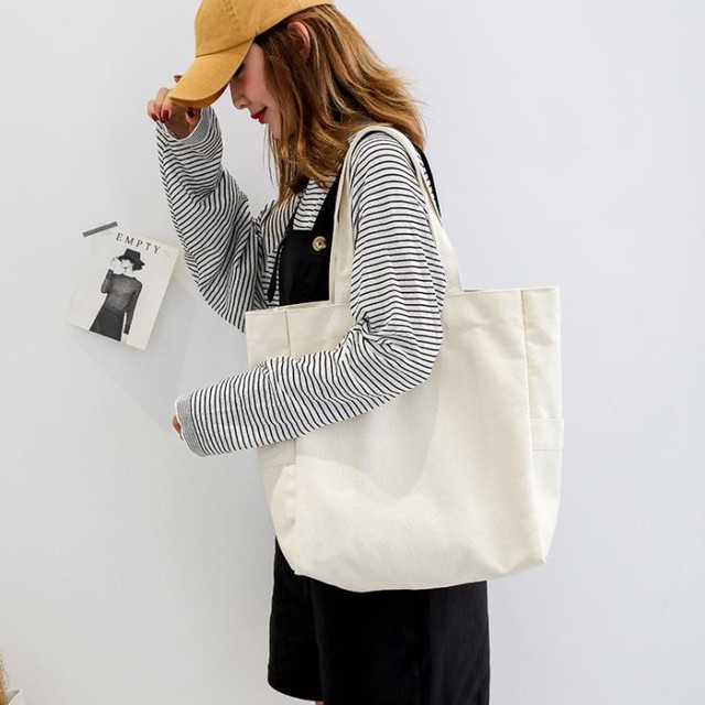 新品 トートバッグ ショルダーバッグ レディース メンズ 肩掛け 手提げ 大きめ キャンバス 白 大容量 おしゃれ シンプル 無地 カジュアル 定番 Bladg