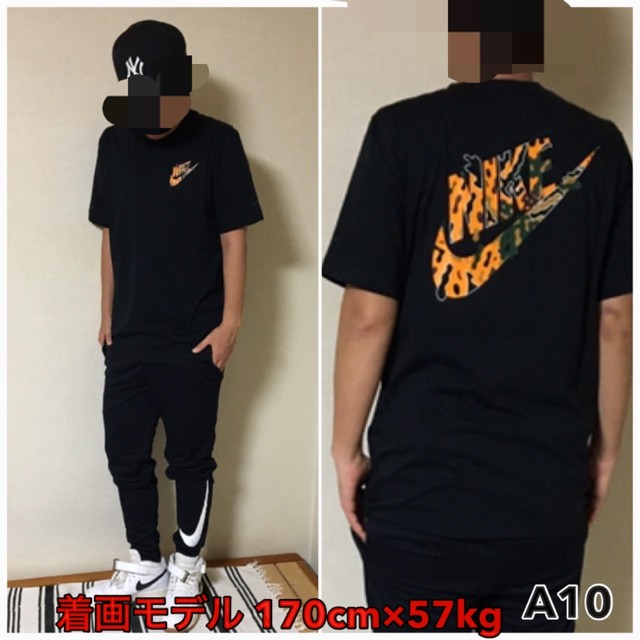 ナイキ Tシャツ 迷彩 カモ柄 ロゴ 黒 ブラック L A10 Etc