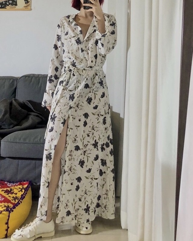花柄マキシ丈ワンピースガウン Fanfan Closet ファンファンクローゼット