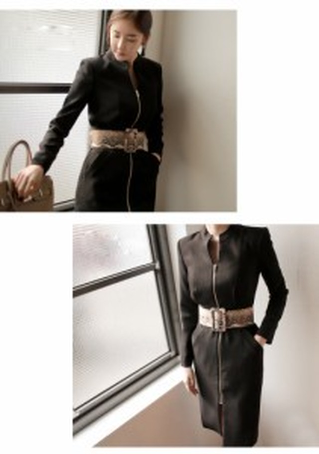 オトナかっこいい フロントジッパー美シルエットワンピ Dressyshop