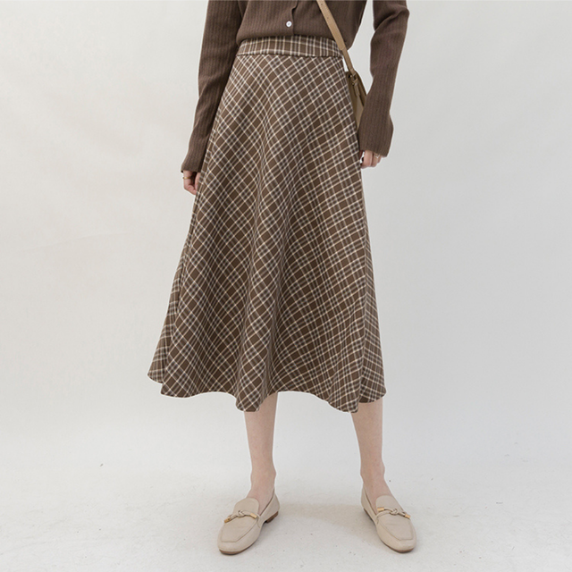 〈カフェシリーズ〉レトロチェックAラインスカート 【rétro check A-line skirt】