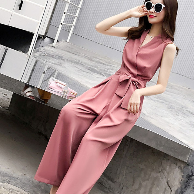 エレガント ラップ カシュクール ジャンプスーツ ピンク 青 オールインワン 通勤コーデ キレイめコーデ Garage Diva 106