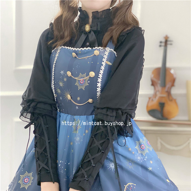 Lolita Jsk Dress ロリータドレス キャミワンピース ロリィタ 日常用 お茶会 撮影 Cosplay イベント 春夏秋 ノースリーブロリ 星空柄 Mintcat