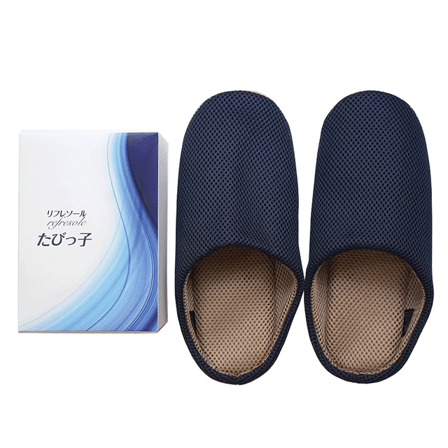 シーアンドケイ リフレソール たびっ子 磁気治療器 ルームシューズ フリーサイズ 銅板で抗菌 消臭 磁気で血行促進 メッシュ加工で通気性抜群 ネイビー Crux クラックス 公式