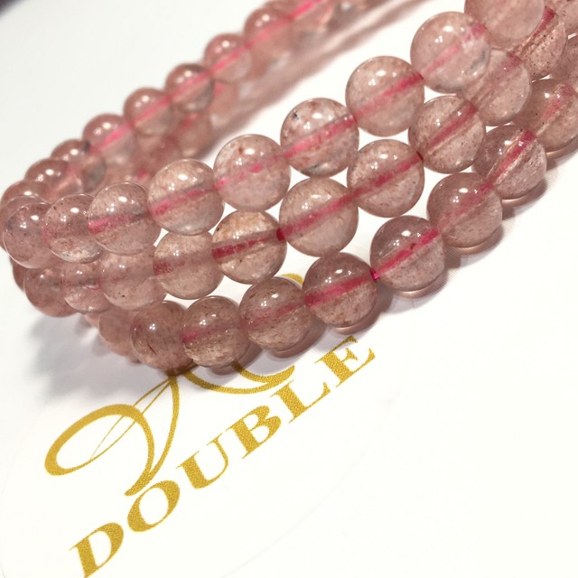 No 006 長さ55cm ３連 ピンクエピドートインクォーツ 6mm 17cm前後 天然石卸売 Double