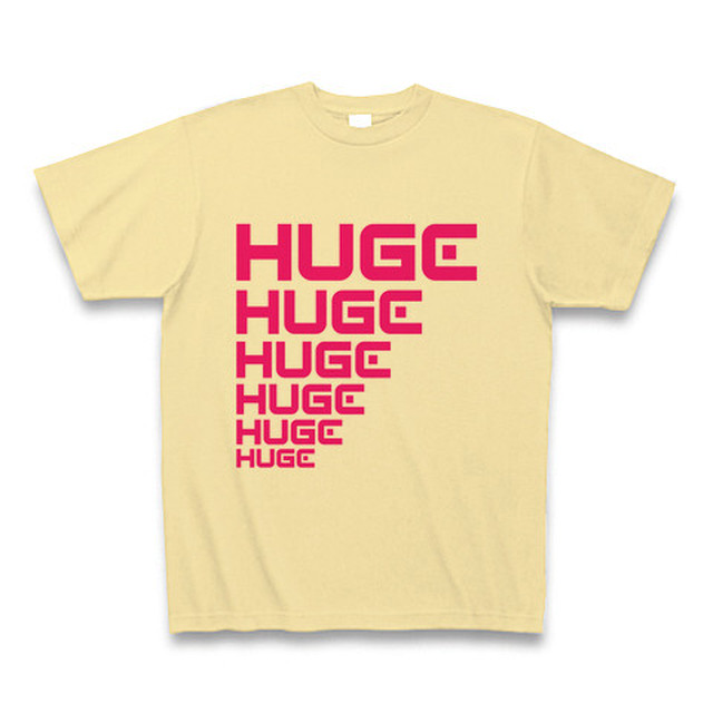 Mr Huge Line Huge Rogo ライン Huge ロゴ Printed Tシャツ ナチュラルイエロー ピンク Mr Huge