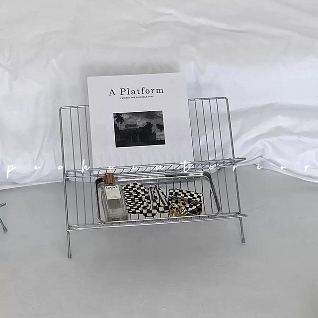 即納 アルミスタンド シェルフ 北欧 カフェ風 ラック 収納 ミニサイズ 韓国 アイアン 雑貨 シンプル 机 モノトーン 大人 可愛い インテリア 棚 ナチュラル Peche ペシェ