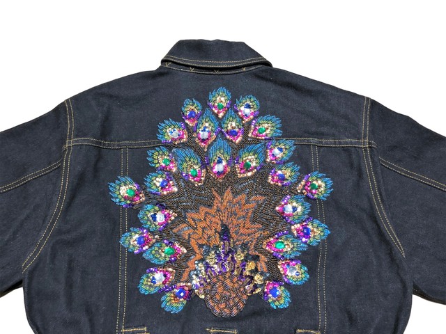 Vintage KANSAI YAMAMOTO ビーズ刺繍 デニム ライダースジャケット ...