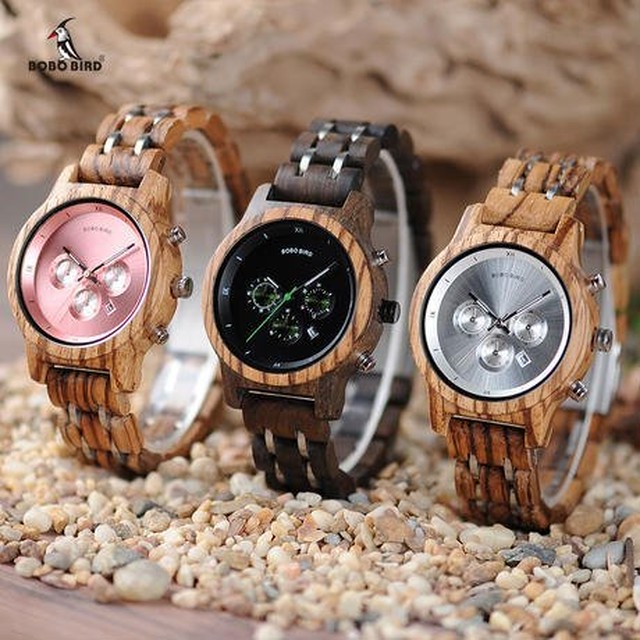 木製 腕時計 ペア ウオッチ レディース メンズ 時計 クロノグラフ 抗金属アレルギー プレゼント 夫婦 竹 みっくんの腕時計