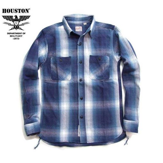Houston シャツ ヒューストン チェックシャツ ブルー Omber Viyella Shirt トリプルステッチ メンズ長袖 シャツ K2select