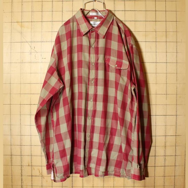 Windbreaker ブロック チェック シャツ メンズl レッド ライトフランネル 長袖 アメリカ古着 aw13 古着屋ataco Garage