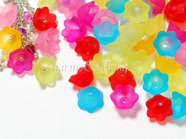 C T アクリルビーズ鈴蘭10mmｘ6mm花ビーズ穴約1mm 50個 アクセサリーパーツ Fd Bda22 Charms Things