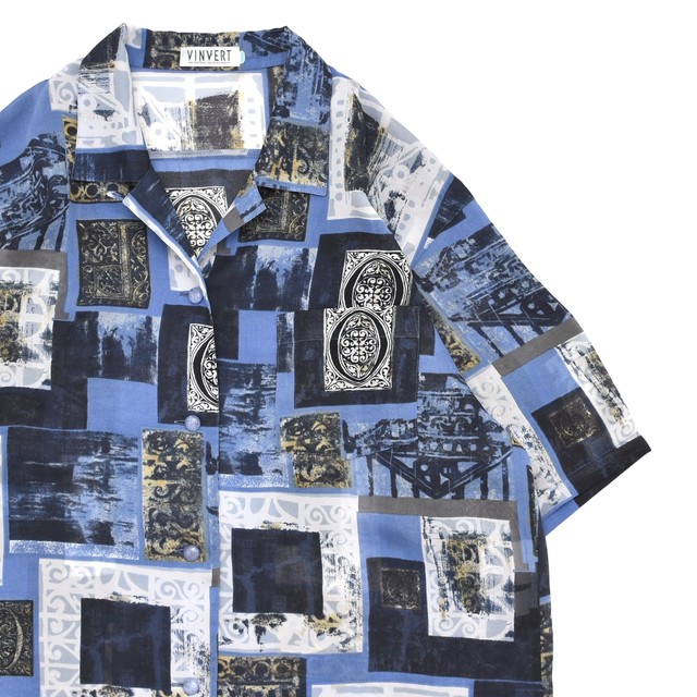 Art design pattern open collar shirt