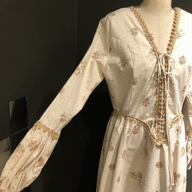 1960 S Gunne Sax クローバー柄ヴィンテージマキシ丈ワンピース Carol S Closet