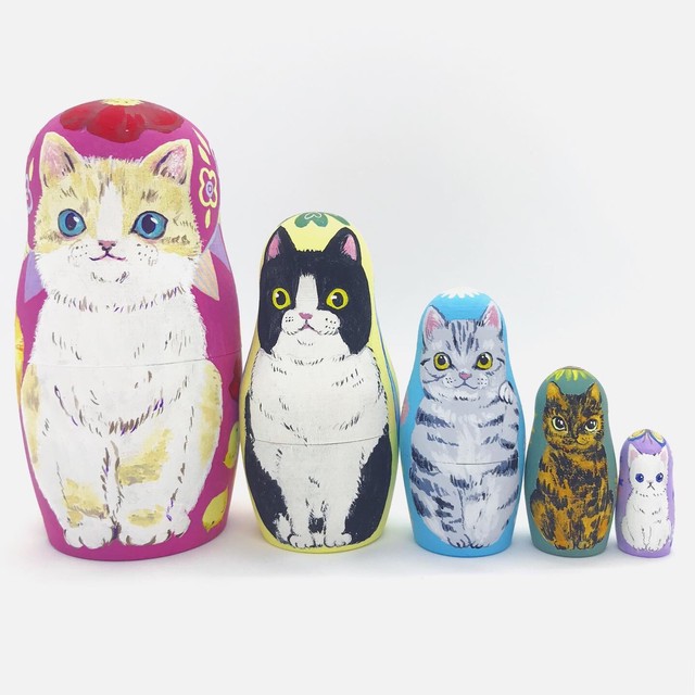 マトリョーシカ オリジナルイラストマトリョーシカ猫ちゃん3 Ne22co