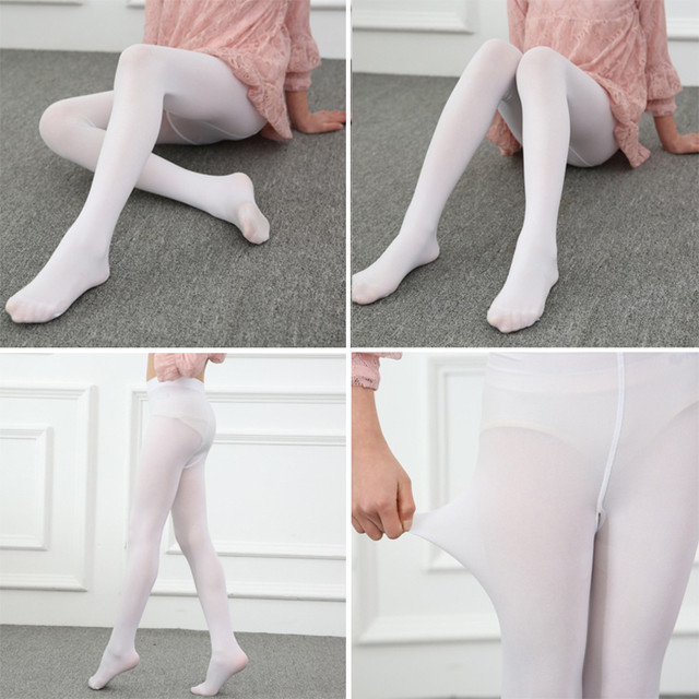 タイツ キッズ 白 M 5足セット 女の子 レディース つま先 あたたかい ストッキング 靴下 バレエ コスチューム Ftnstyle