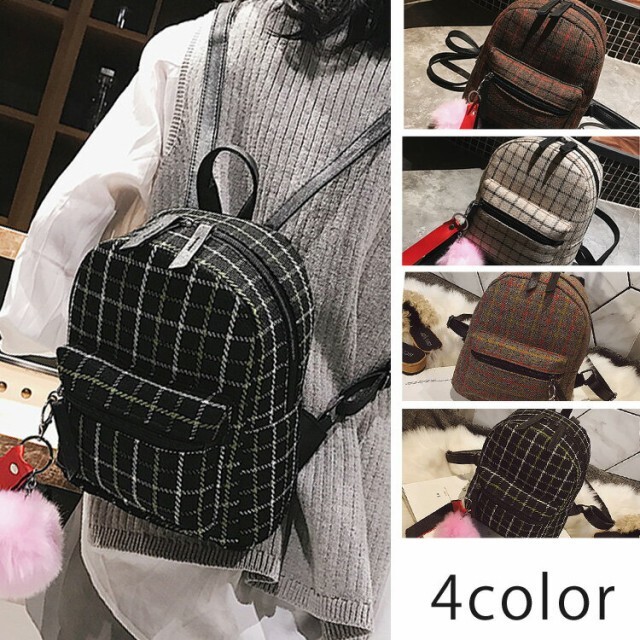 チェック柄リュックサック チェック リュック バッグ Bag 秋 冬 女子 通学 カラフル レディース Lalibera