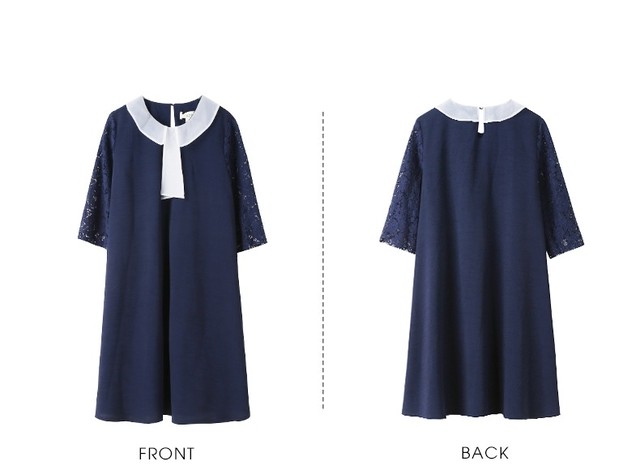 送料無料 授乳服 マタニティ ワンピース 春夏 授乳口 フォーマル 結婚式 お宮参り 大きいサイズ レディース ワンピース 夏 ひざ丈 七分丈 無地 ゆったり 体型カバー きれいめ カジュアル 大人可愛い お出かけ ネイビー E263 Like Home