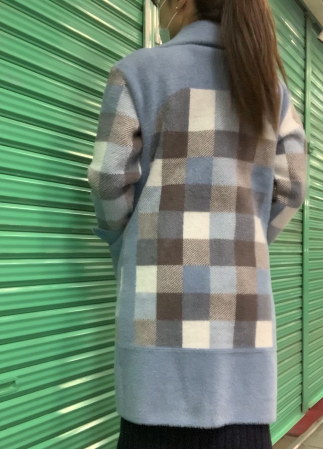 ブロックチェック 圧縮ニットコート Galanos