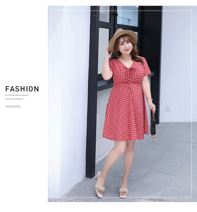 ２l ５l 大きいサイズ ぽっちゃりさん ギャザー入り バストアップ効果 可愛いチエック柄 ワンピース Yl Yt 6623 Omega0