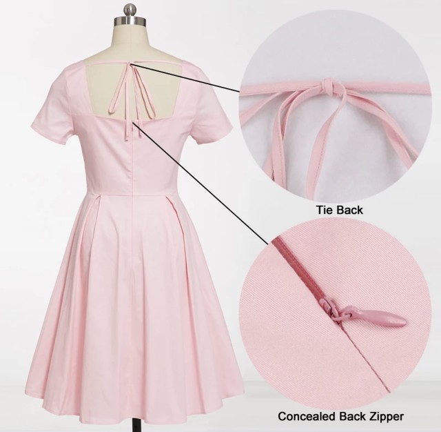 再入荷 即納 ベビーピンク Aラインたっぷりロカビリー なフレアーのガーリーレトロワンピース ヴィンテージ 50年代 ツィッギー イチゴちゃんショップ